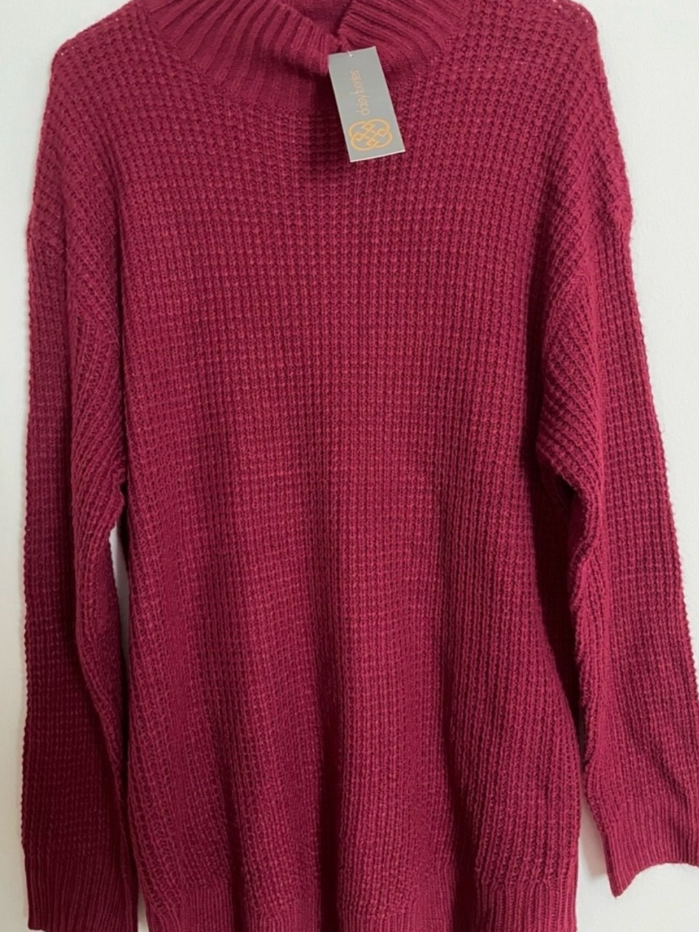 Daisy Fuentes Knitted Cowl-Neck Sweater - Autumn Burgundy NWT